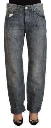 Acht Gray Washed Mid Waist Straight Denim Folded Hem Jeans -   -  Acht.